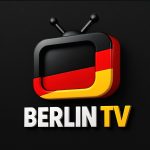 Berlin TV IPTV streaming on Smart TV showing Arabic channels, live sports, movies and series in 4K quality with IPTV interface