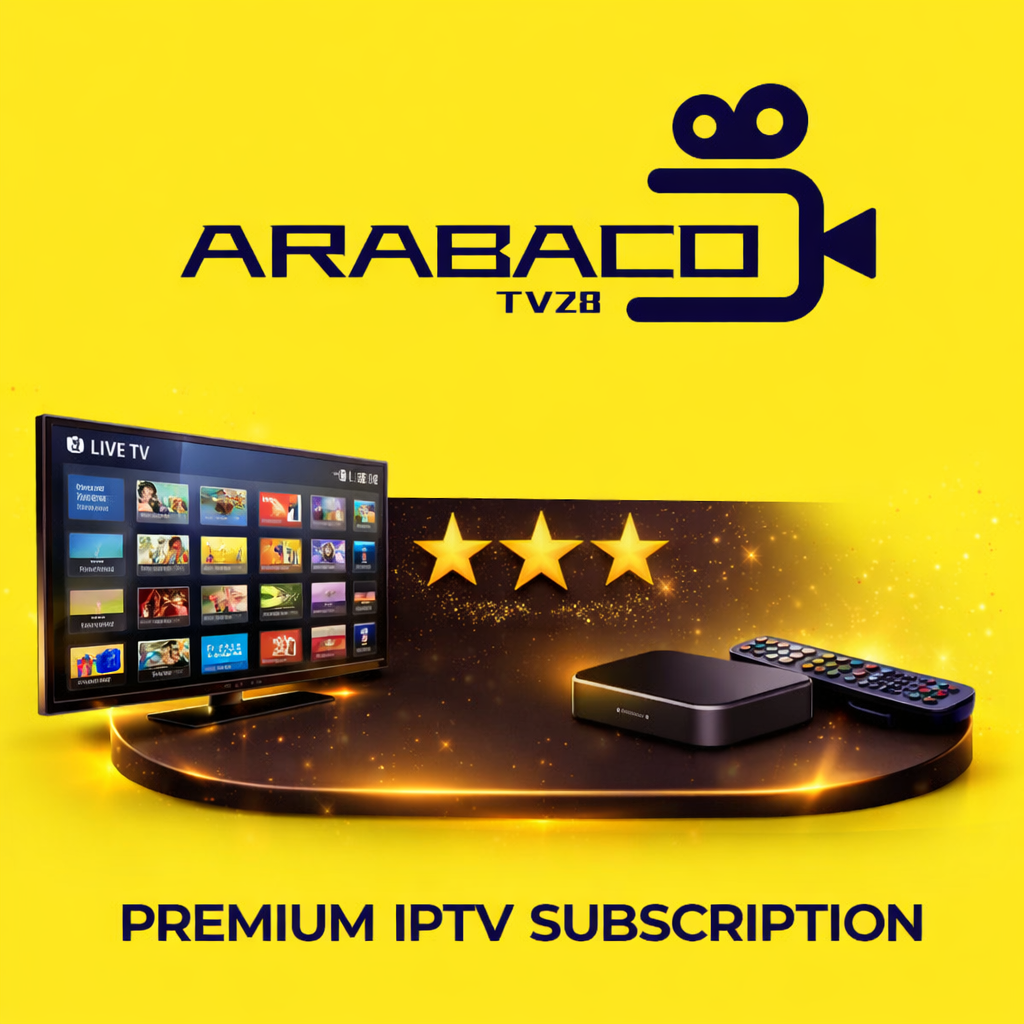 Arabco IPTV premium Arabic IPTV subscription showing live TV channels, sports including beIN Sports and SSC, movies and series in HD and 4K for Middle East users