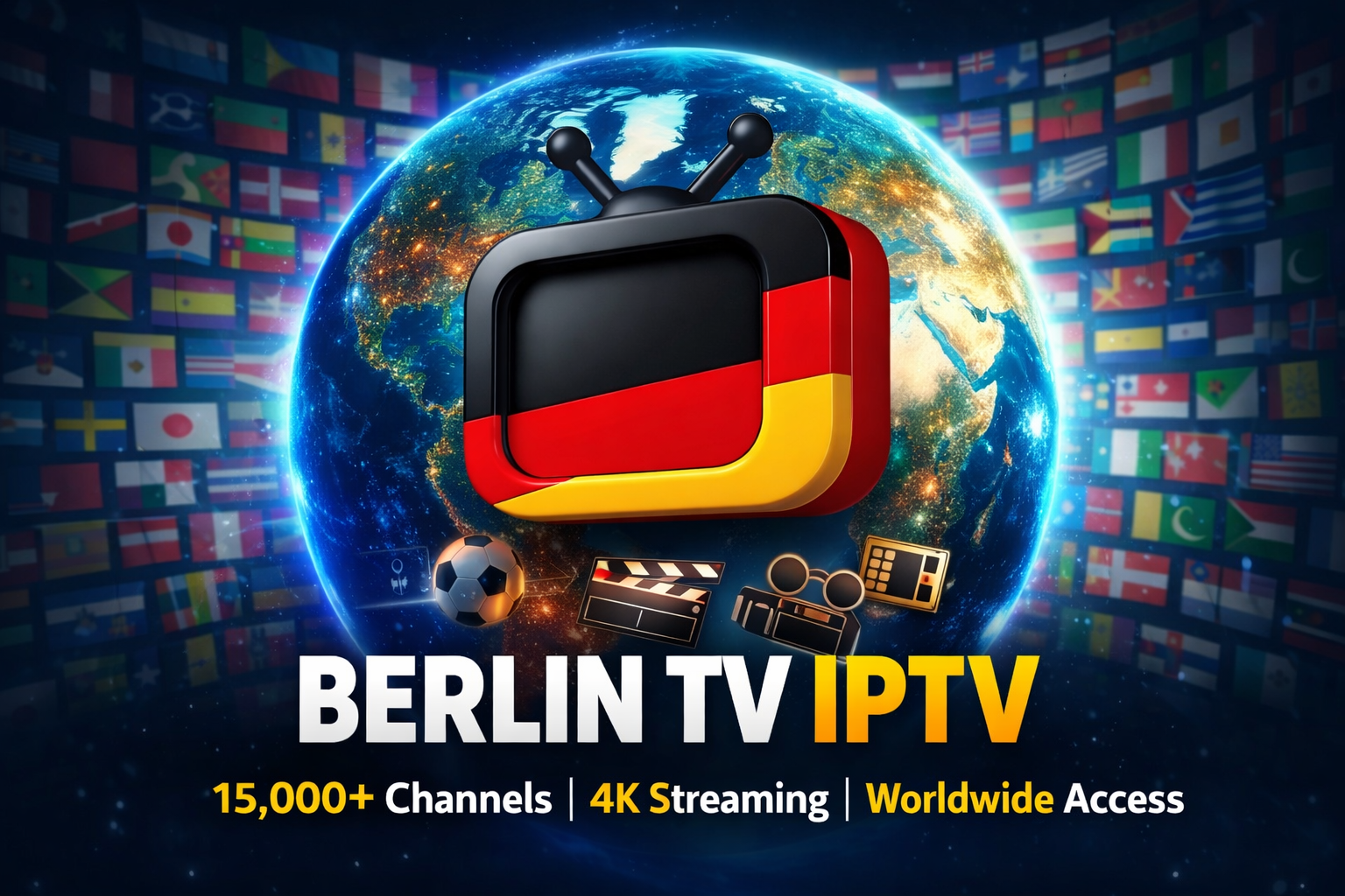 Berlin TV IPTV streaming on Smart TV with Arabic channels, live sports, movies, and series in HD and 4K using M3U playlist