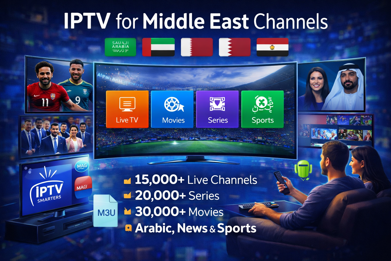 IPTV for Middle East channels Arabic live TV sports movies streaming service
