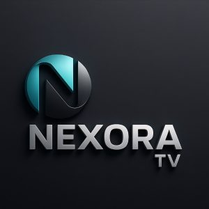 NEXORA TV IPTV service showing live sports, movies, and 4K channels on smart TV