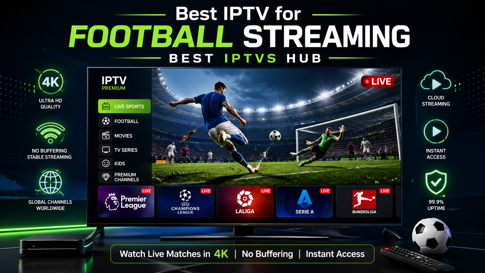 Best IPTV for football streaming with live sports channels