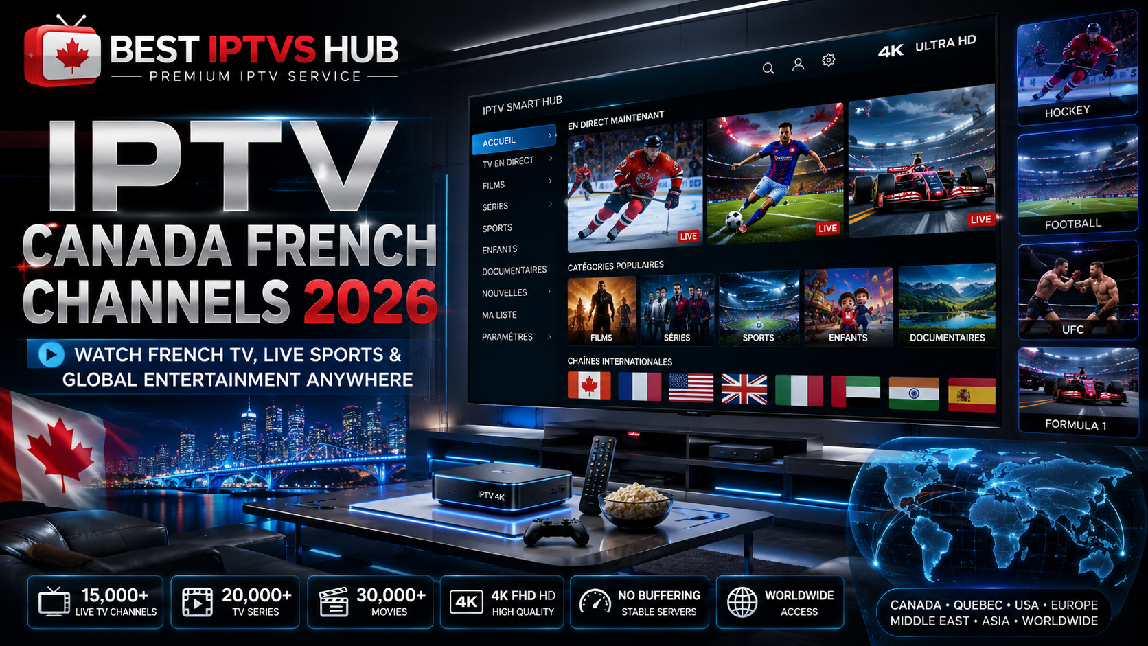 Best IPTV Canada French channels streaming service in HD and 4K