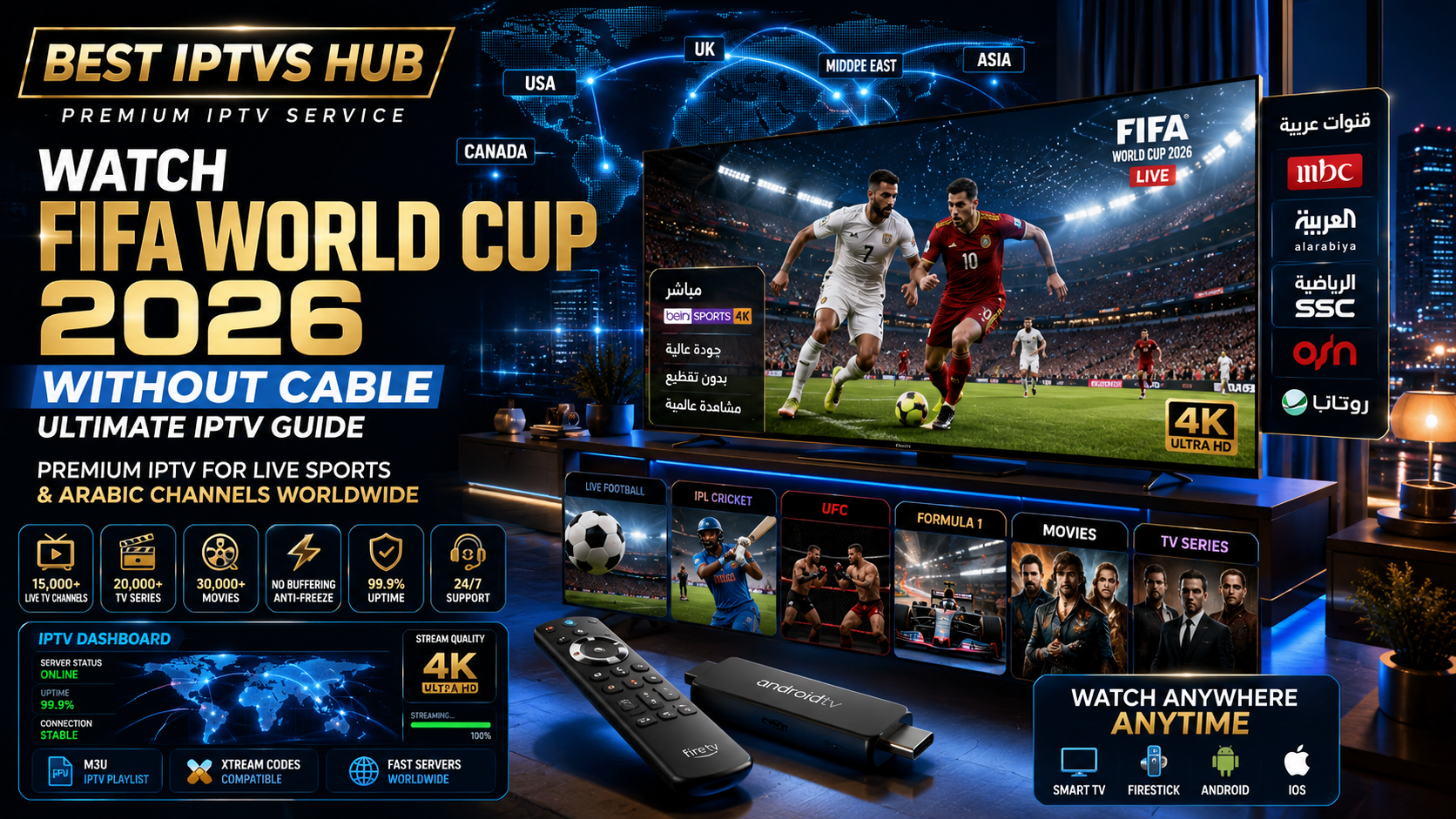 Best IPTV for Arabic channels and FIFA World Cup 2026 live sports streaming in 4K