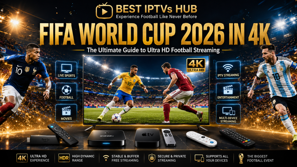 Watch FIFA World Cup 2026 in 4K on a premium Smart TV with Ultra HD football streaming, IPTV technology, and immersive stadium visuals.